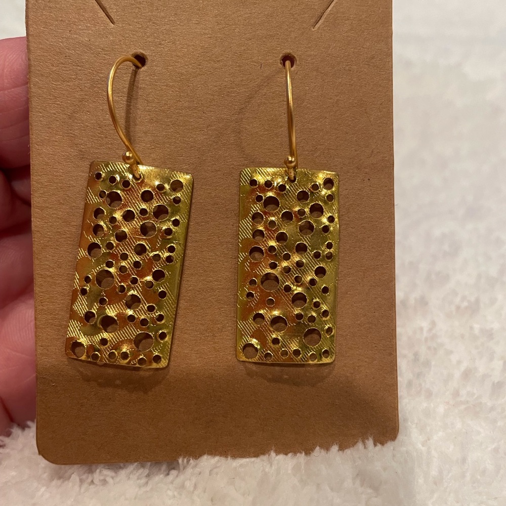 Unique Handmade Gold tone hanging earrings